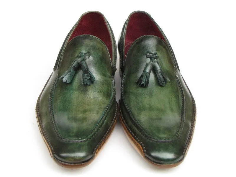 Paul Parkman Green Handsewn Tassel Loafers