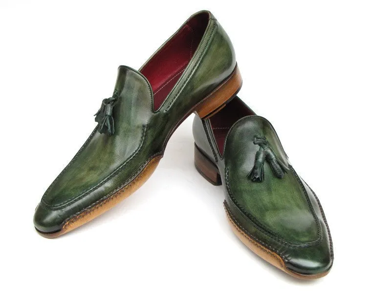 Paul Parkman Green Handsewn Tassel Loafers