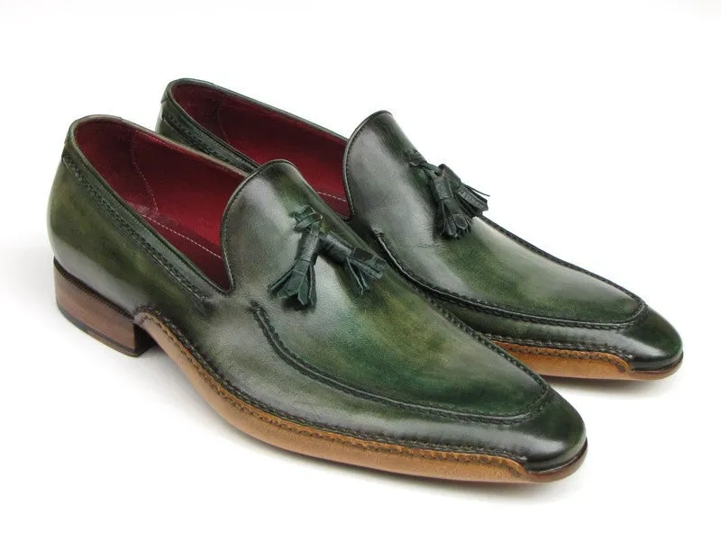Paul Parkman Green Handsewn Tassel Loafers