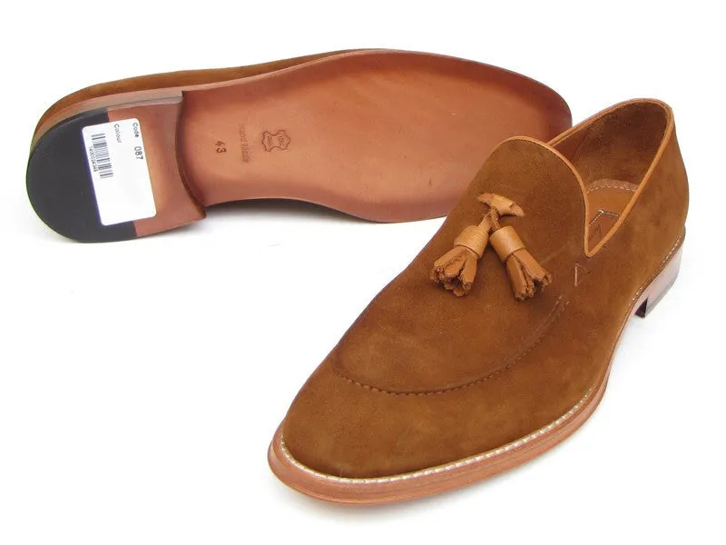 Paul Parkman Men's Suede Tassel Loafers in Tobacco