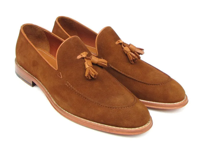 Paul Parkman Men's Suede Tassel Loafers in Tobacco