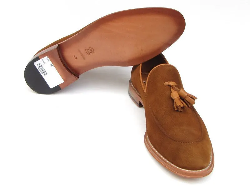 Paul Parkman Men's Suede Tassel Loafers in Tobacco