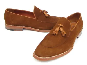 Paul Parkman Men's Suede Tassel Loafers in Tobacco