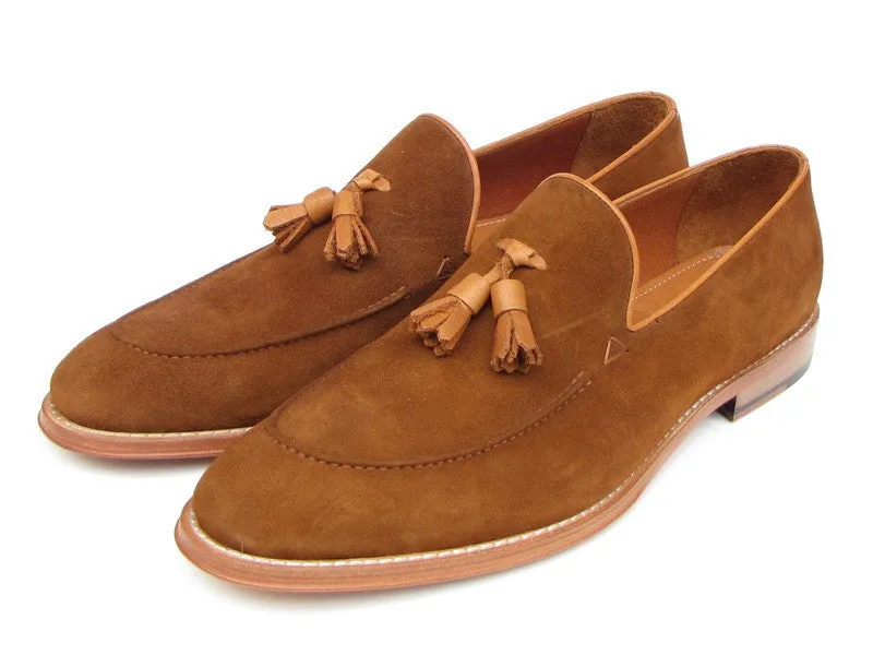 Paul Parkman Men's Suede Tassel Loafers in Tobacco