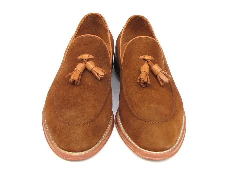 Paul Parkman Men's Suede Tassel Loafers in Tobacco