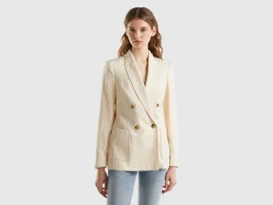 Peaked Lapel Collar Solid Blazer