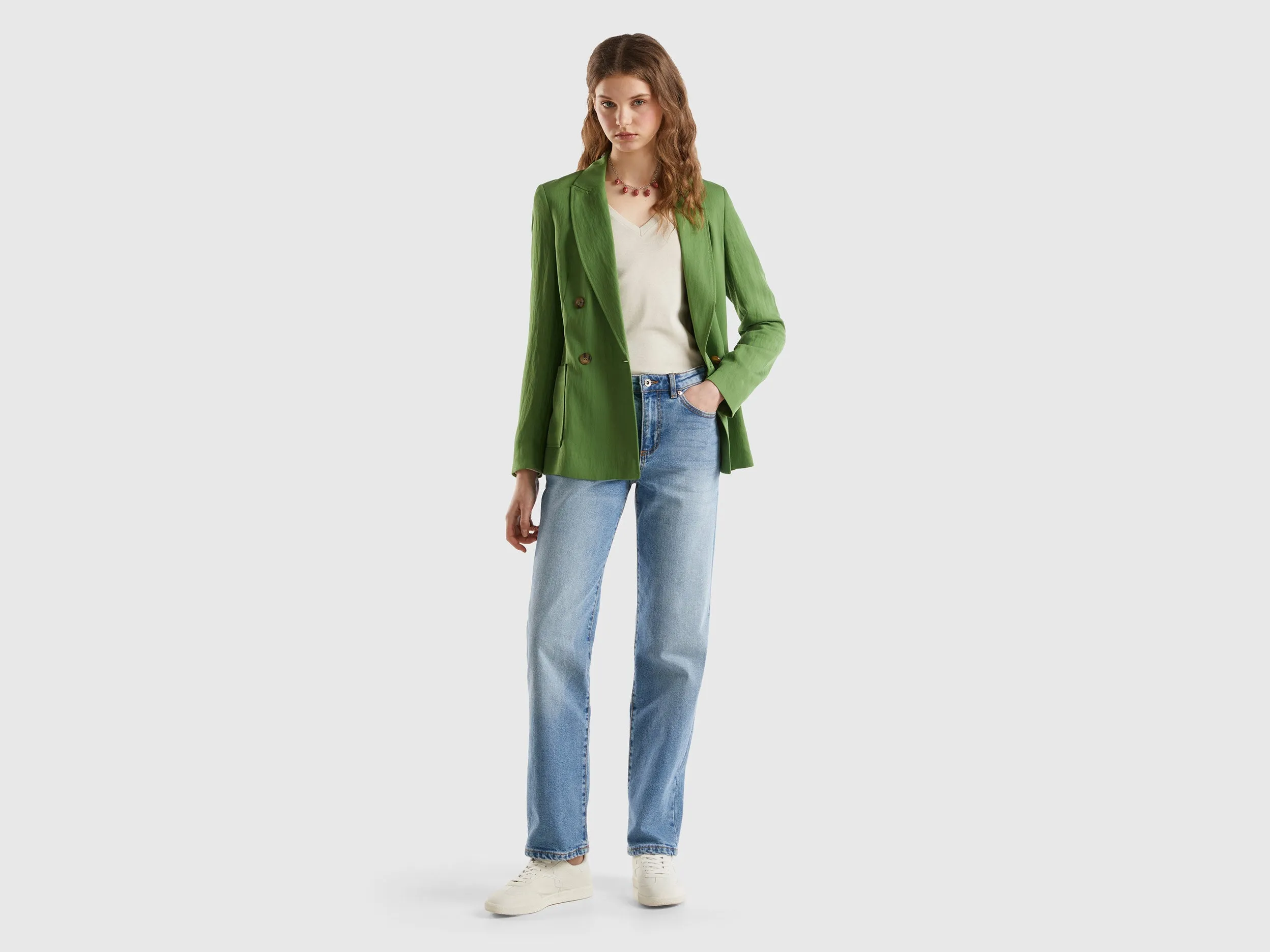 Peaked Lapel Collar Solid Blazer