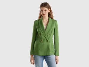 Peaked Lapel Collar Solid Blazer