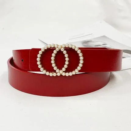 pearl studded buckle waist band