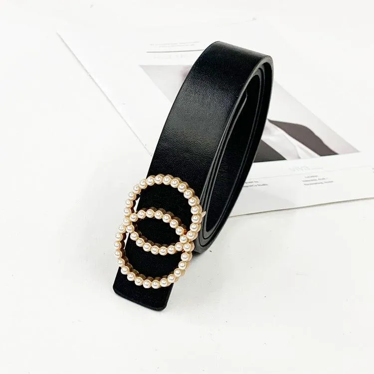 pearl studded buckle waist band