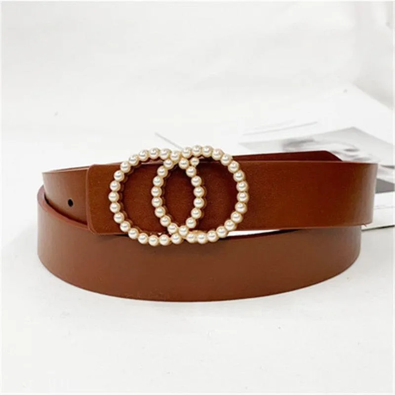 pearl studded buckle waist band