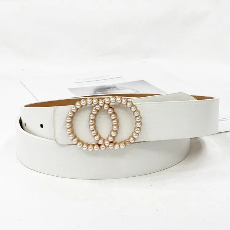 pearl studded buckle waist band