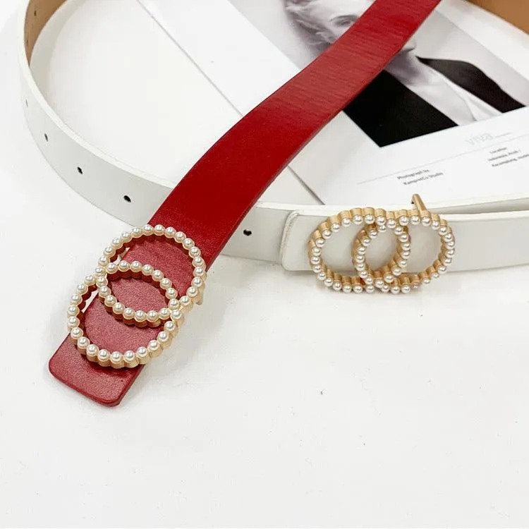 pearl studded buckle waist band