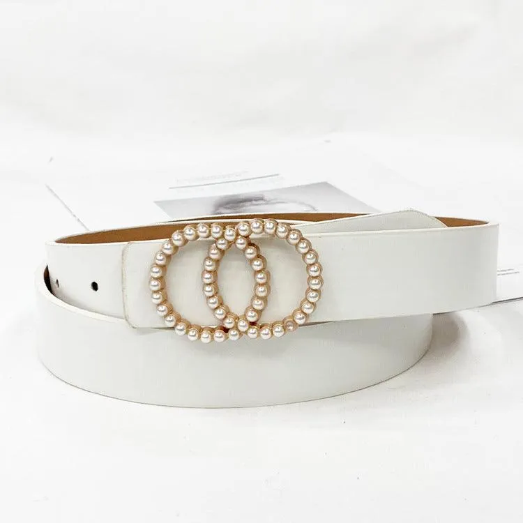 pearl studded buckle waist band