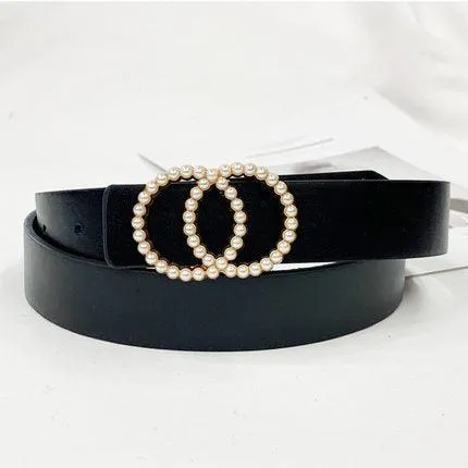 pearl studded buckle waist band