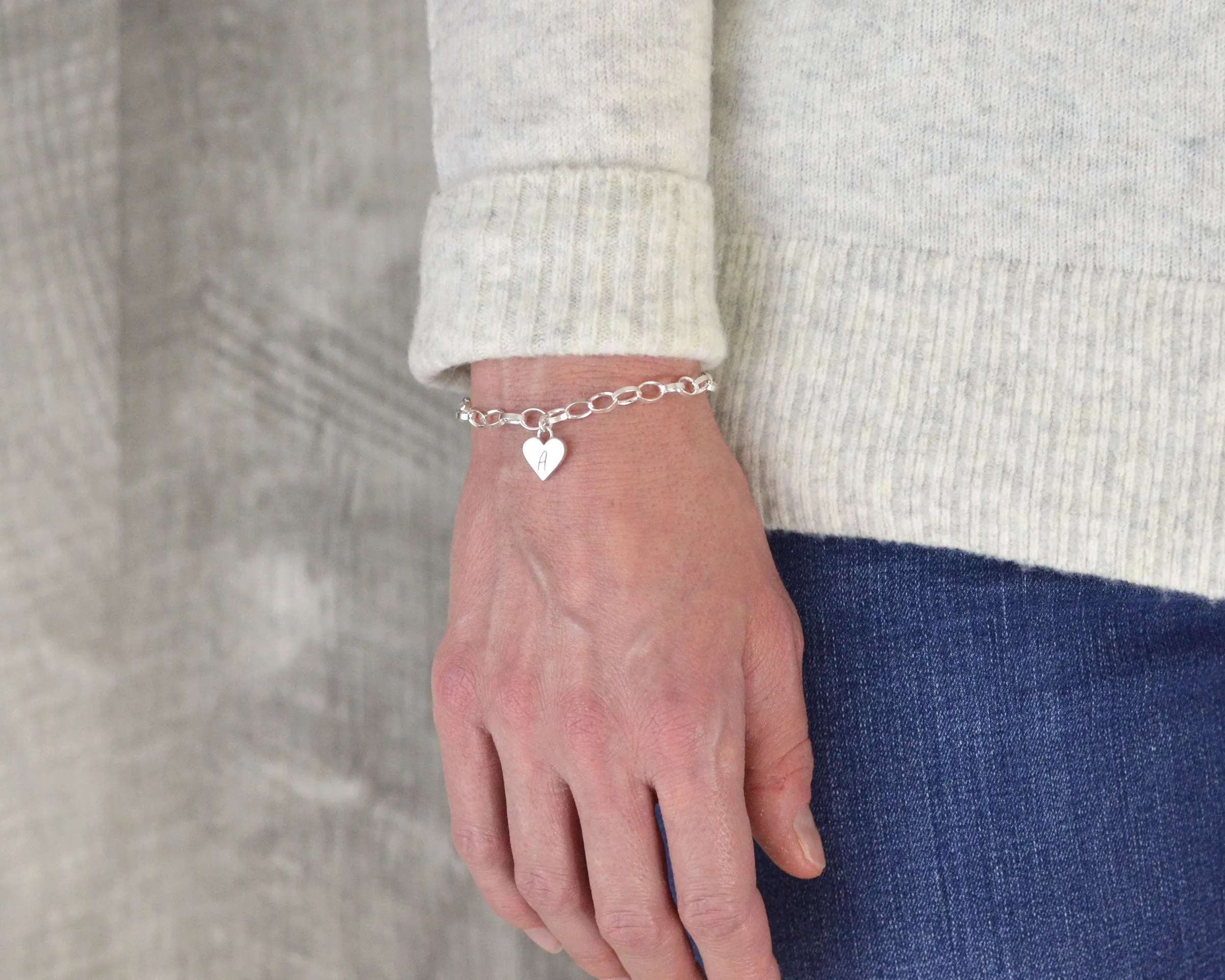 PERSONALIZED HEART CHARM BRACELET