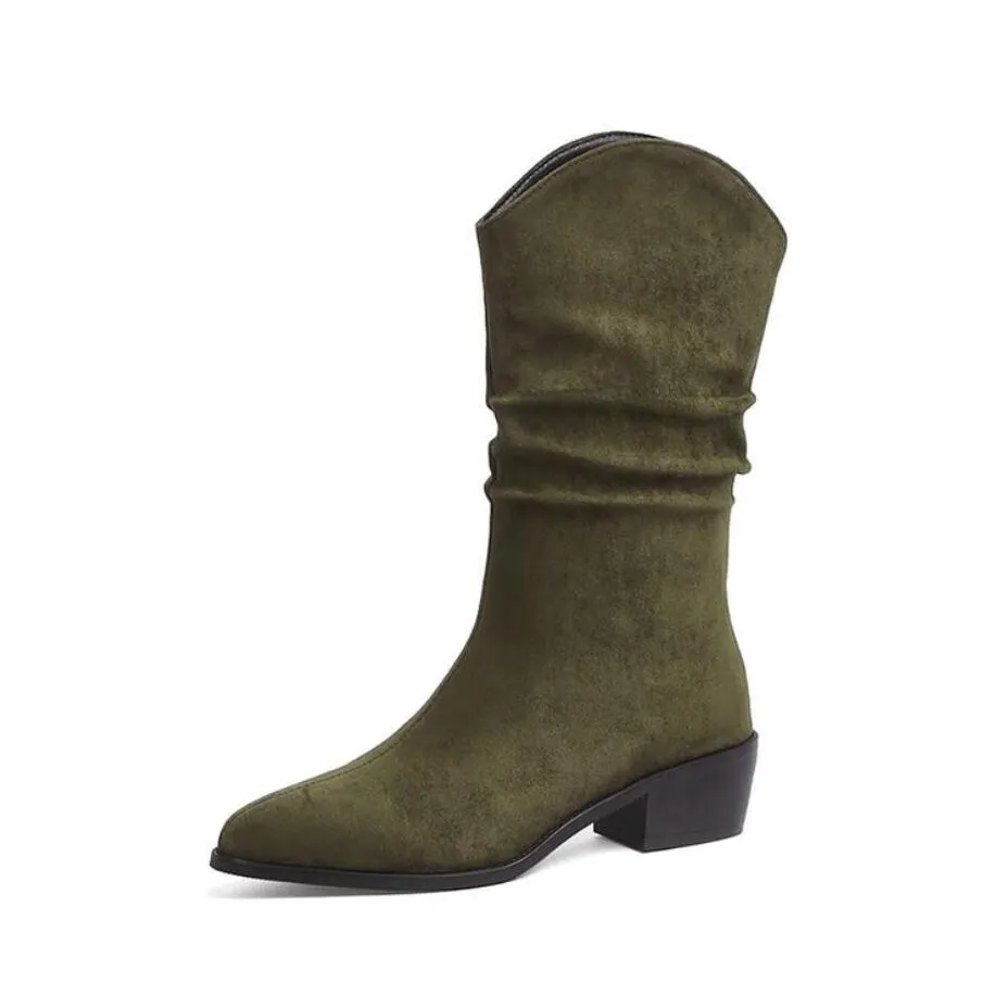 Petite Size Pointy Suede Western Boots MS78