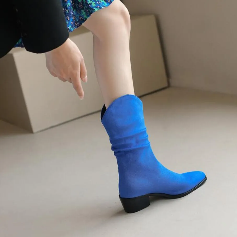 Petite Size Pointy Suede Western Boots MS78