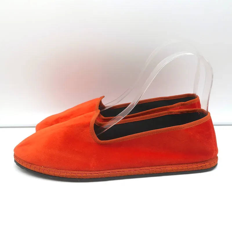 Piedaterre Modigliani Espadrille Flats Orange Velvet Size 42 NEW
