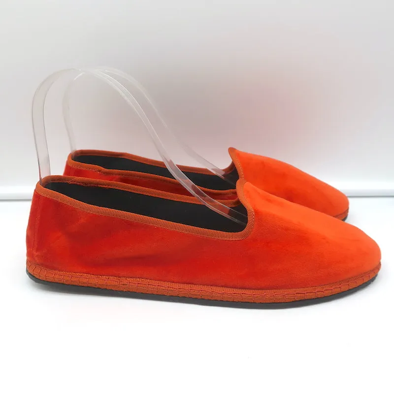 Piedaterre Modigliani Espadrille Flats Orange Velvet Size 42 NEW