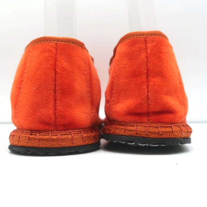 Piedaterre Modigliani Espadrille Flats Orange Velvet Size 42 NEW