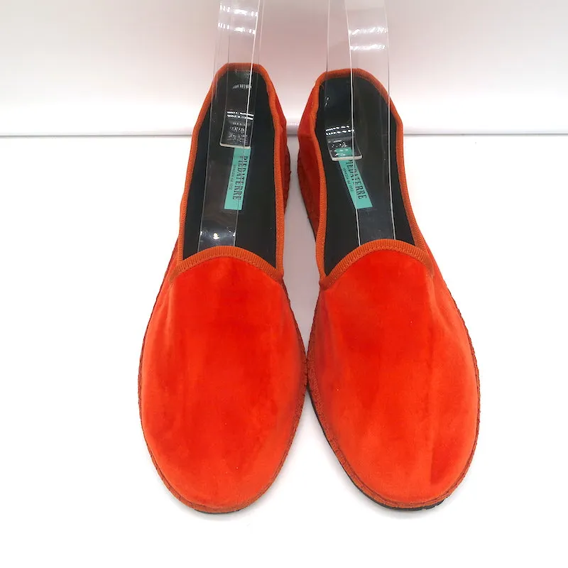 Piedaterre Modigliani Espadrille Flats Orange Velvet Size 42 NEW