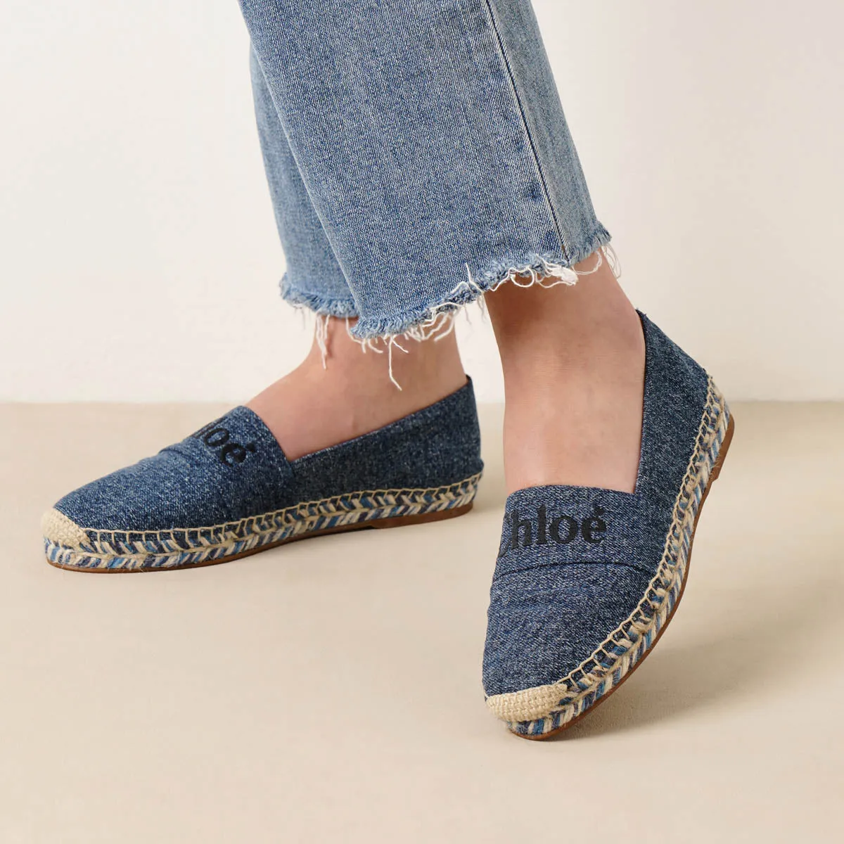 Piia denim logo espadrille flats