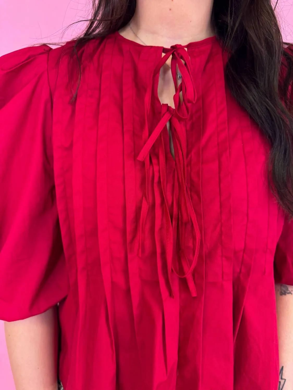Pinch - Strawberry Tie Front Top