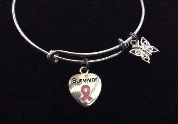 Pink Awareness Expandable Charm Bracelet Adjustable Bangle Expandable Bracelet Gift Breast Cancer (Other Awareness Ribbons Available)
