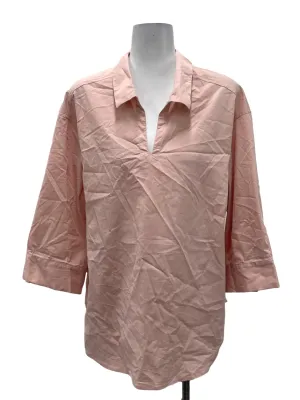 Pink Collar V Neck Top