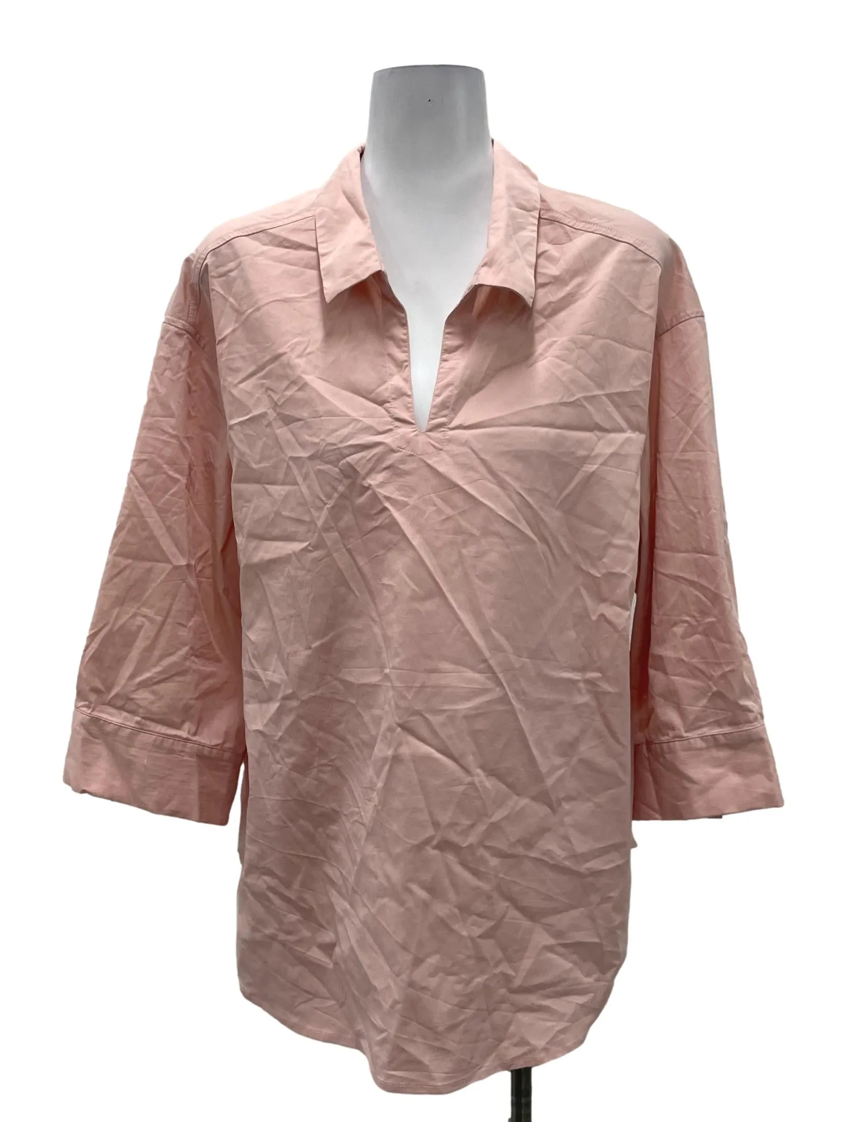 Pink Collar V Neck Top