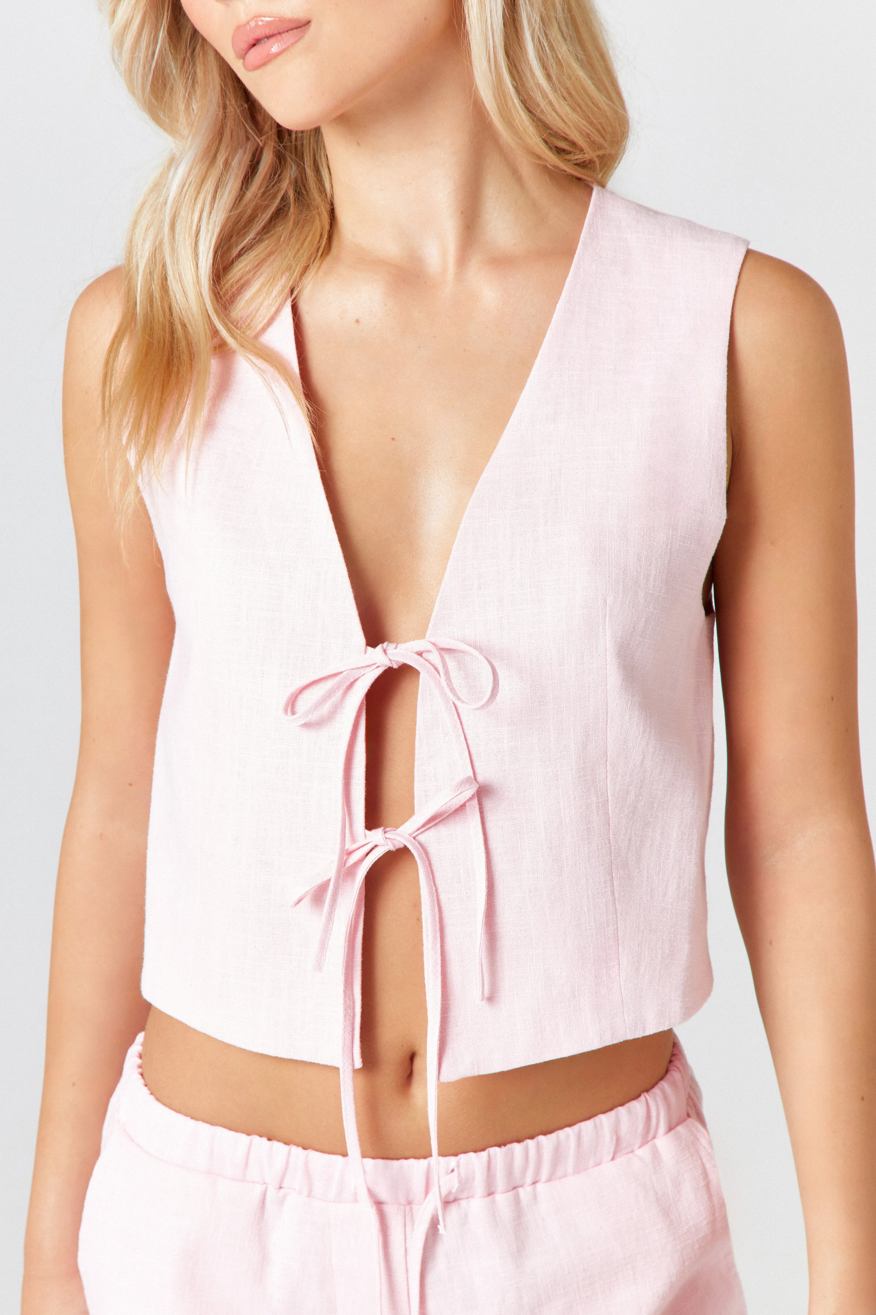 Pink Linen Waistcoat