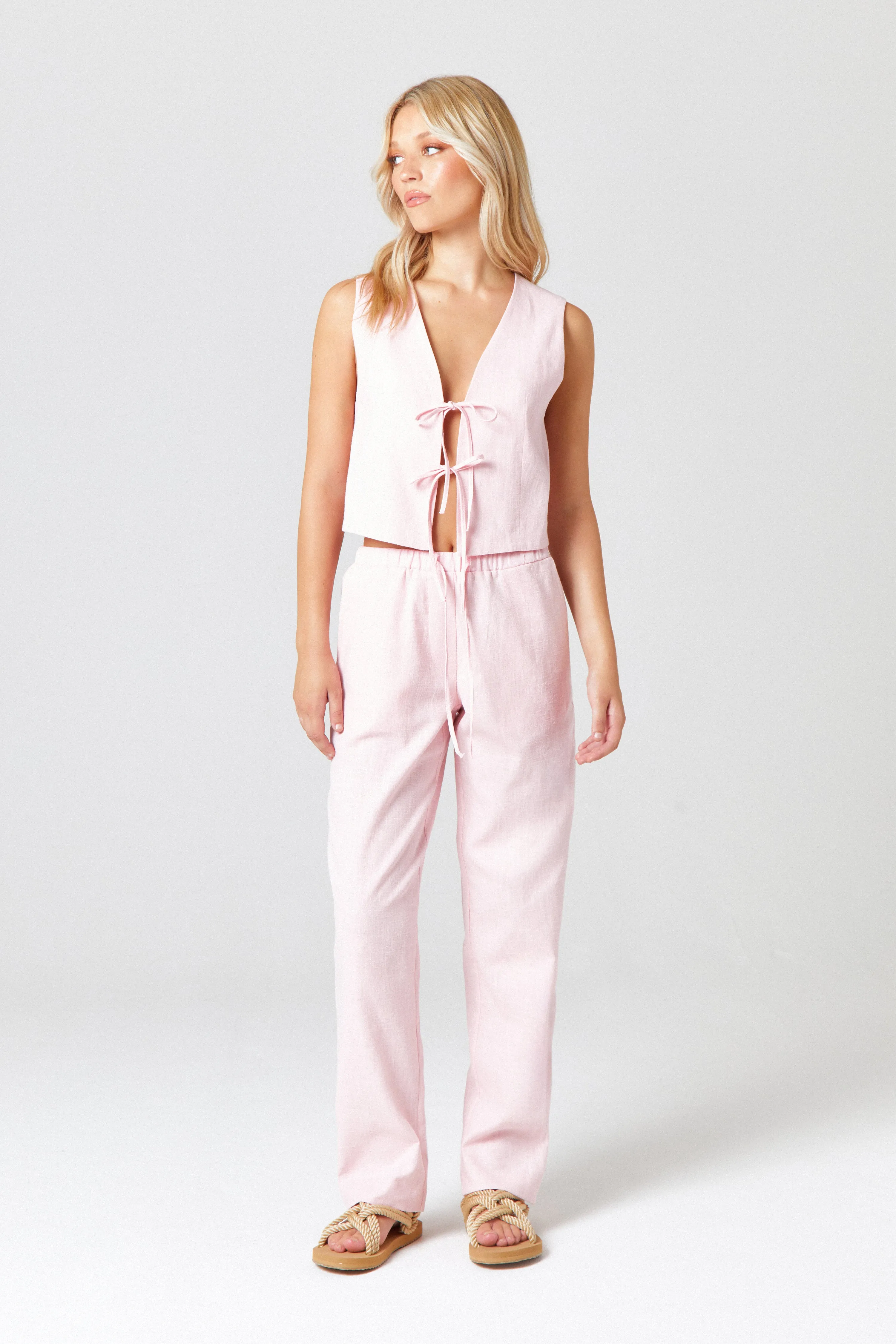 Pink Linen Waistcoat