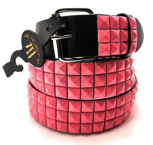 Pink Pyramid Studded Leather Belt Punk