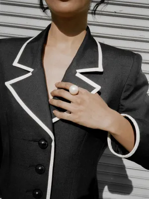 Piped Silk Blazer