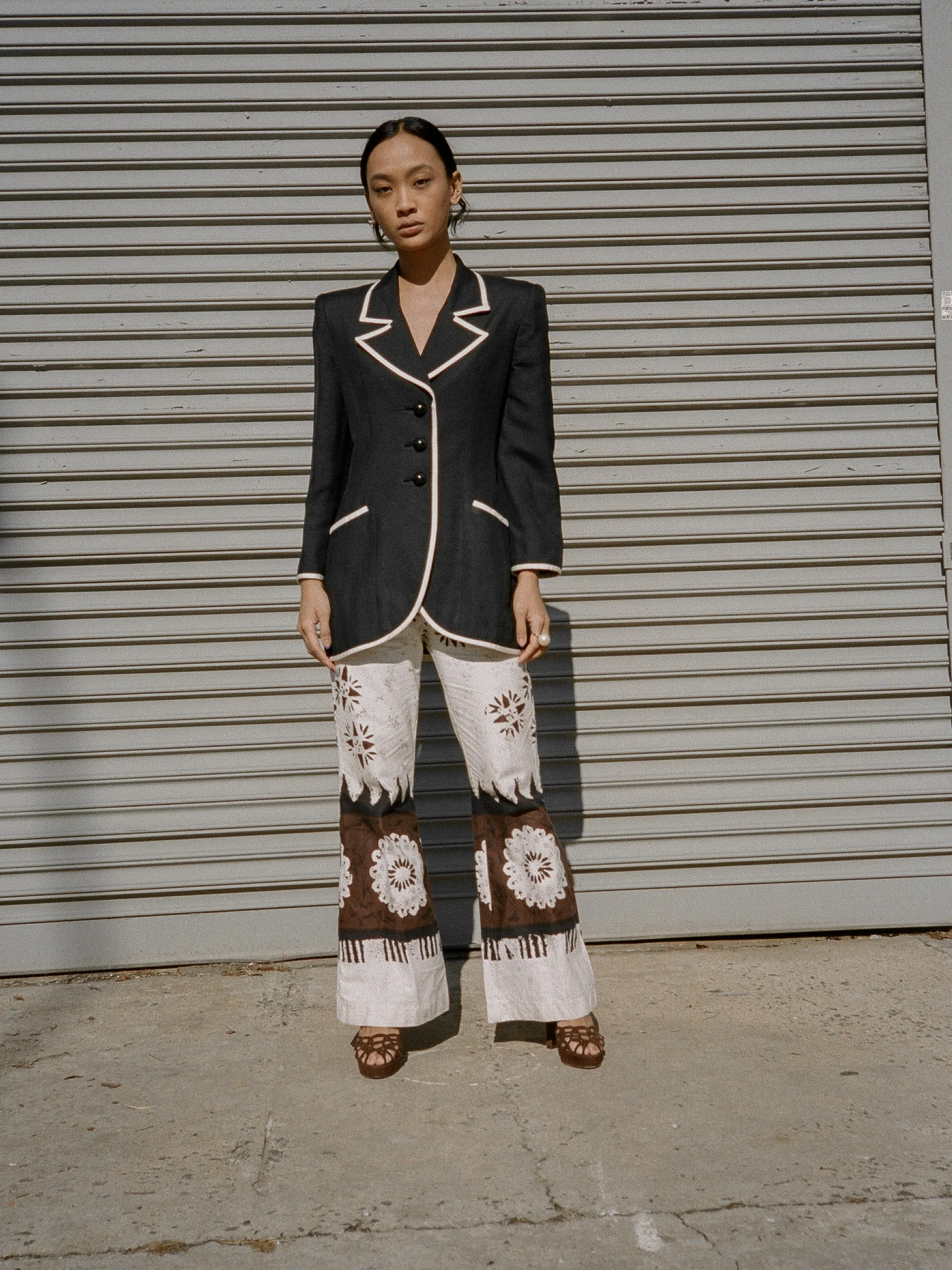 Piped Silk Blazer