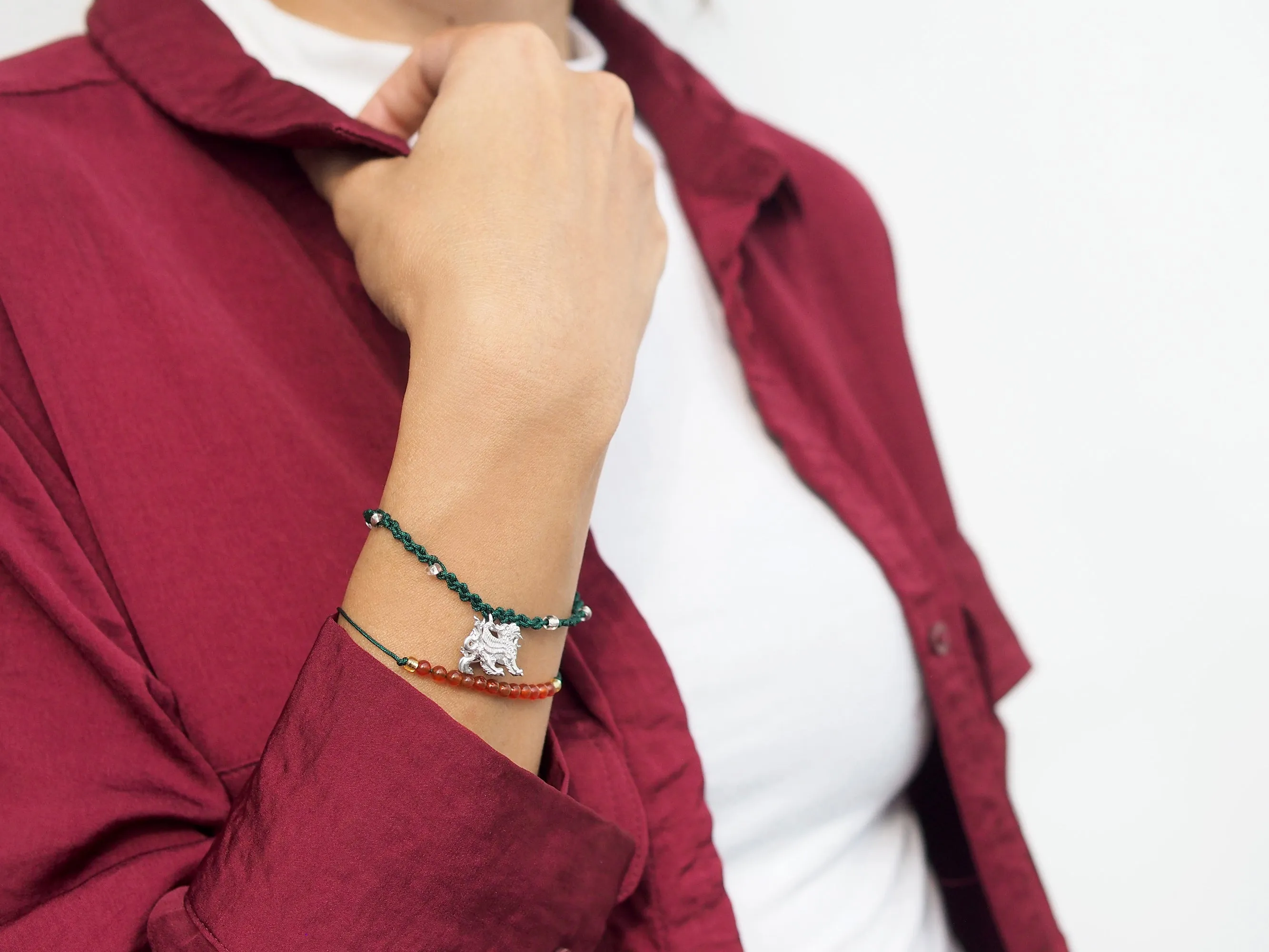 Pixiu Silver-Green SET Bracelets / Favora - Lucky