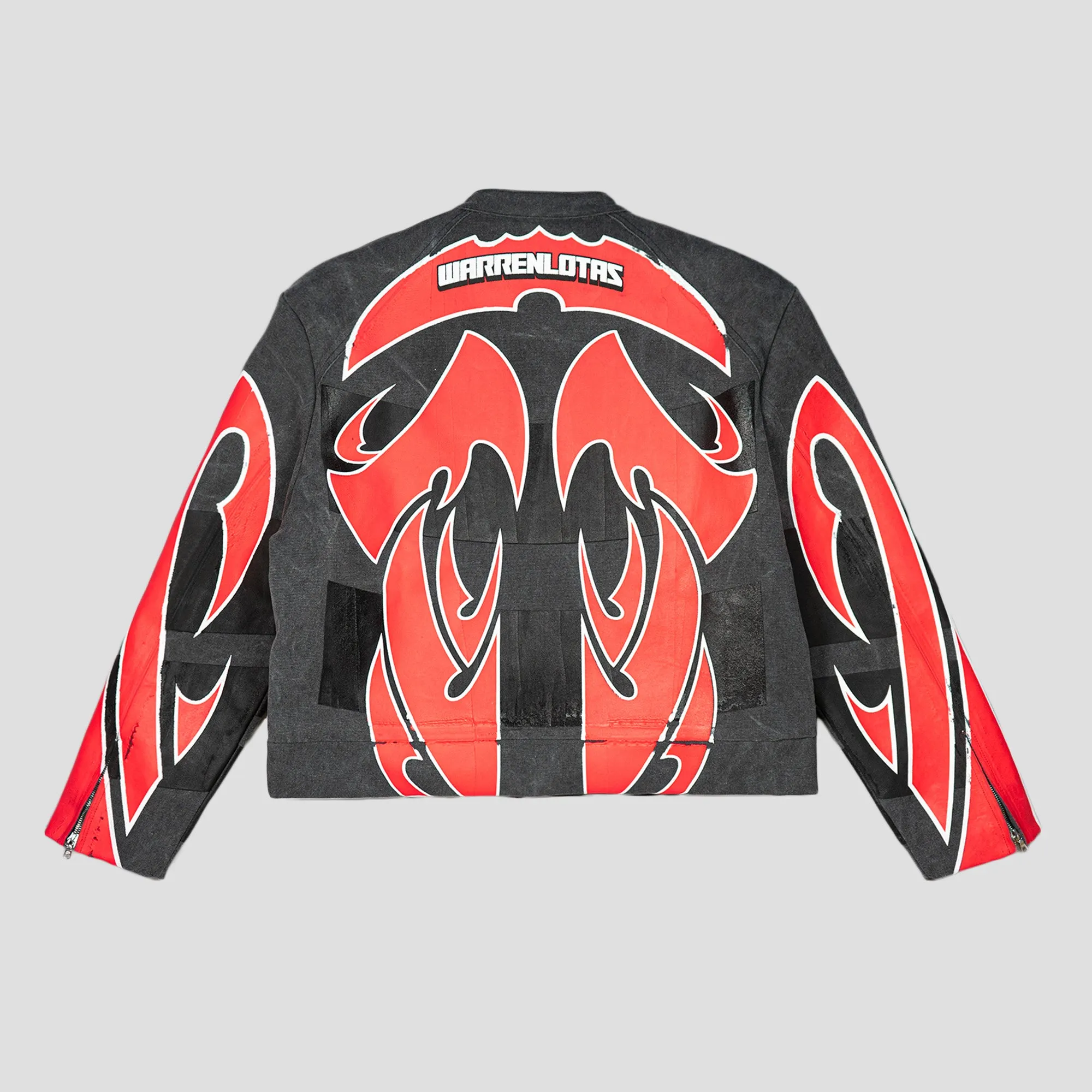 PLASTISOL PUFF PRINTED ARMOR MOTORCYCLE JACKET