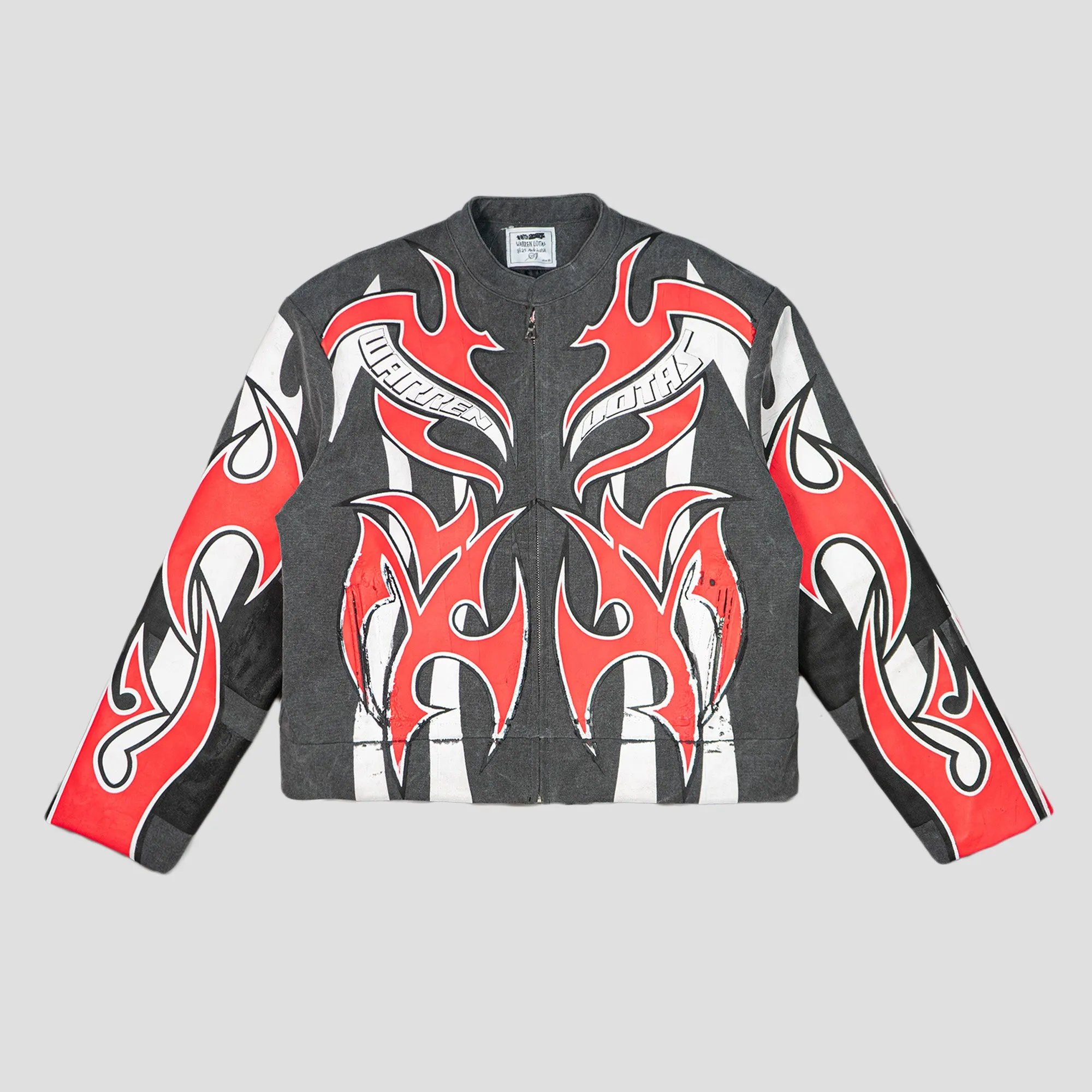 PLASTISOL PUFF PRINTED ARMOR MOTORCYCLE JACKET