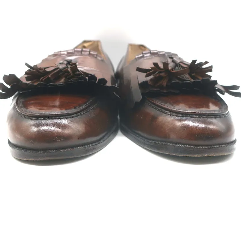 Polo Ralph Lauren Fringed Tassel Loafers Dark Brown Burnished Leather Size 11