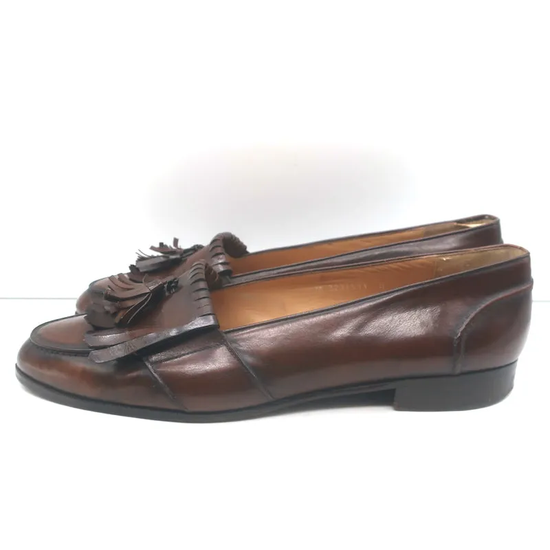 Polo Ralph Lauren Fringed Tassel Loafers Dark Brown Burnished Leather Size 11