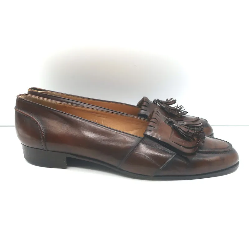 Polo Ralph Lauren Fringed Tassel Loafers Dark Brown Burnished Leather Size 11