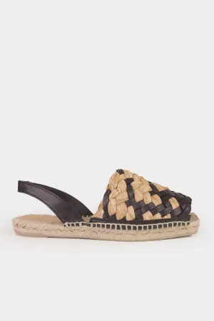 Pomila Flat Espadrille in Natural Negro