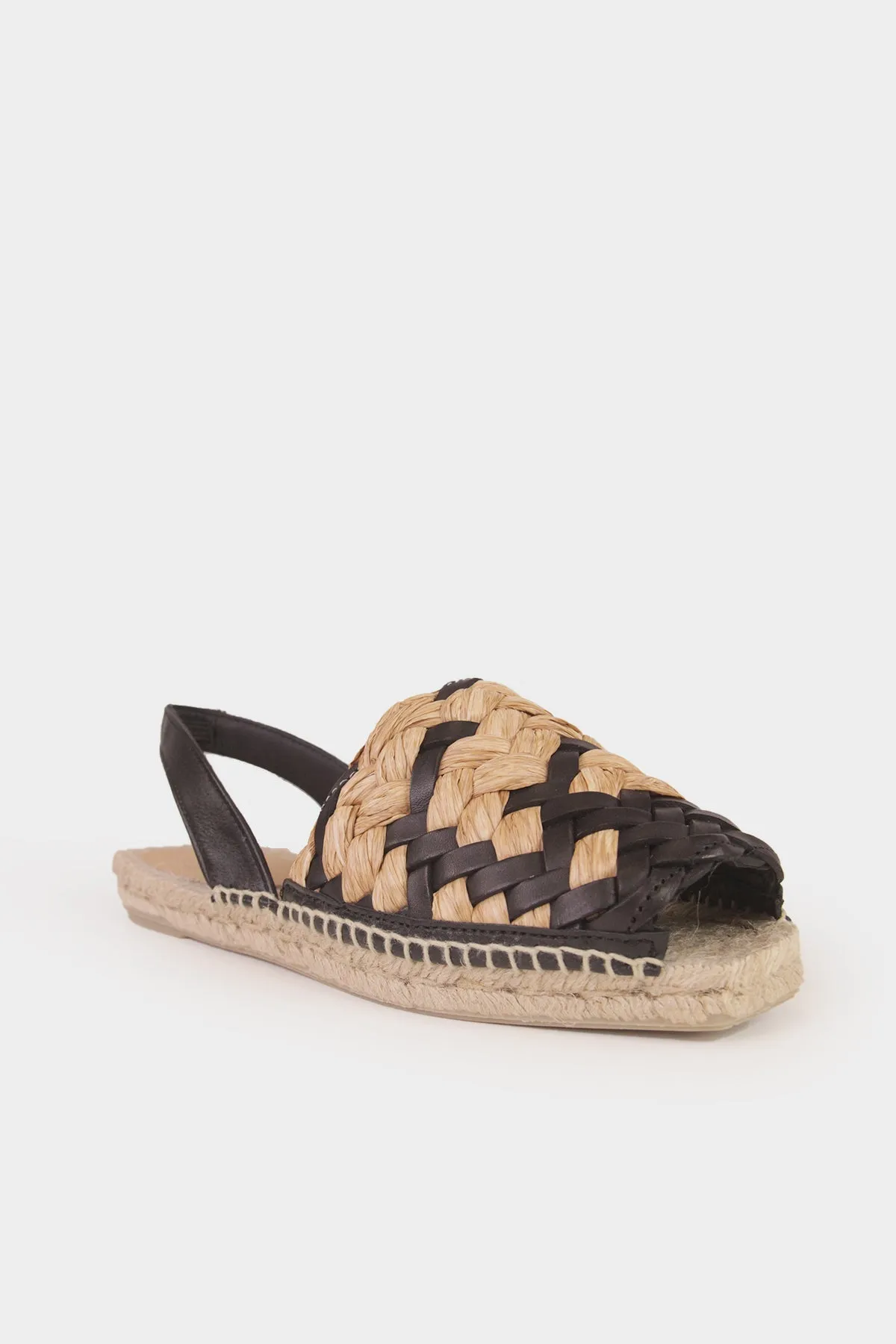 Pomila Flat Espadrille in Natural Negro