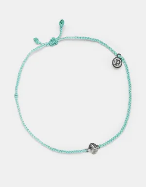 Pura Vida Silver Charm Anklet ~ Scallop Seafoam