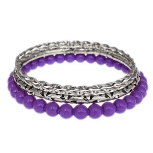 Purple Beaded Twist Stacked Bracelets