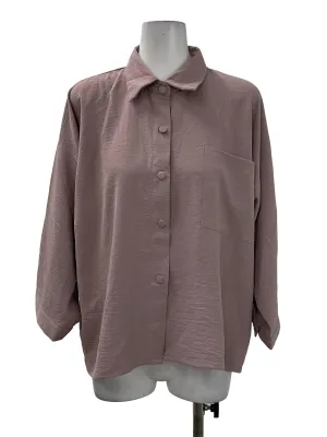 Purple Collar Button Top