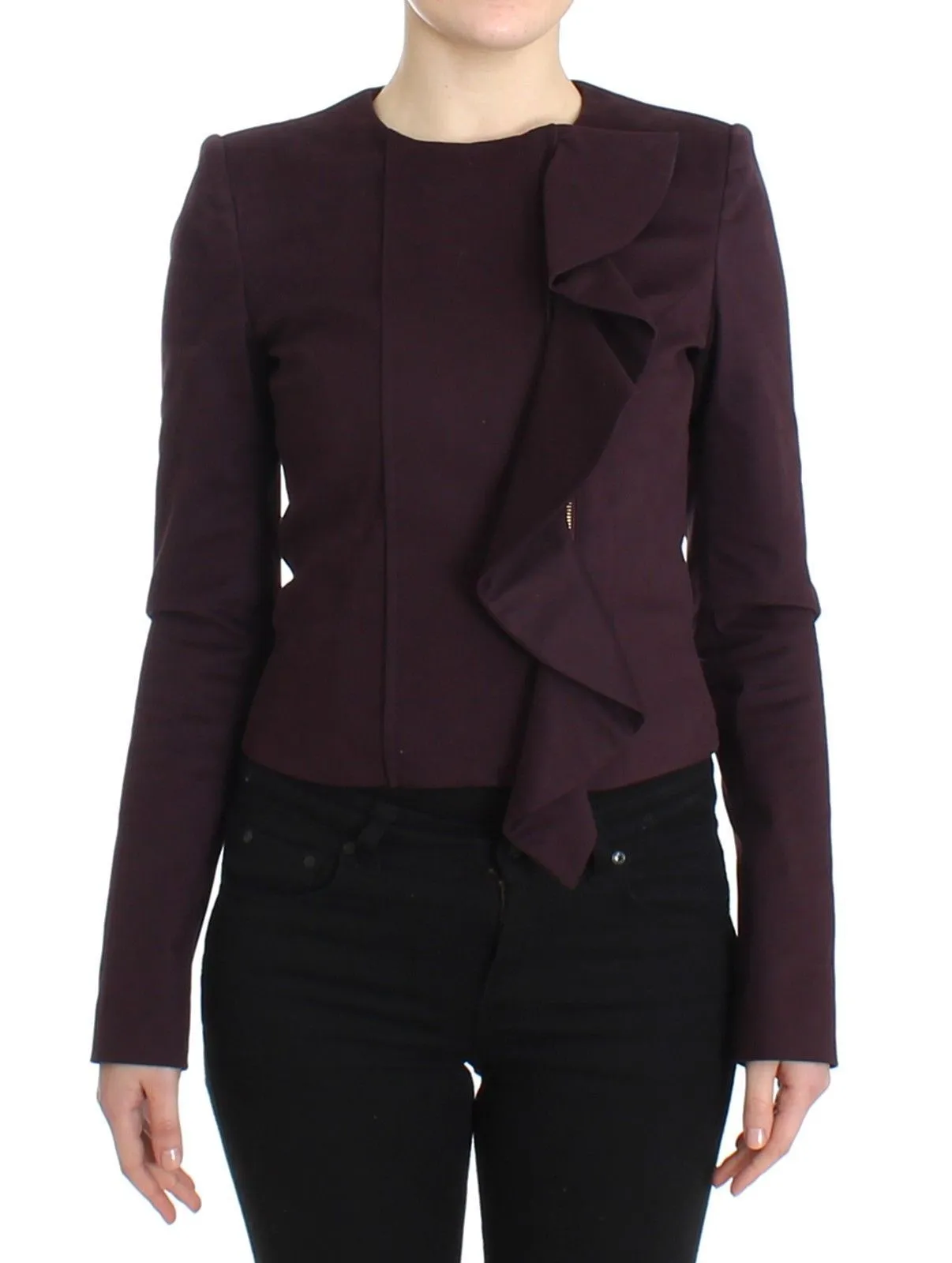 Purple Ruched Jacket Coat Blazer Short