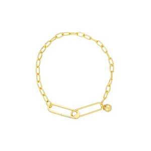 Push Lock Paper Clip Bracelet with Bead Charm