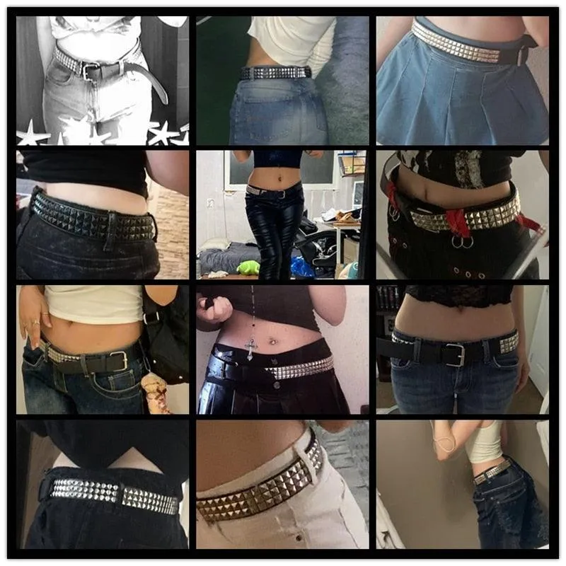 Pyramid Studded Belt Punk Rock With Pin Buckle Hardware
